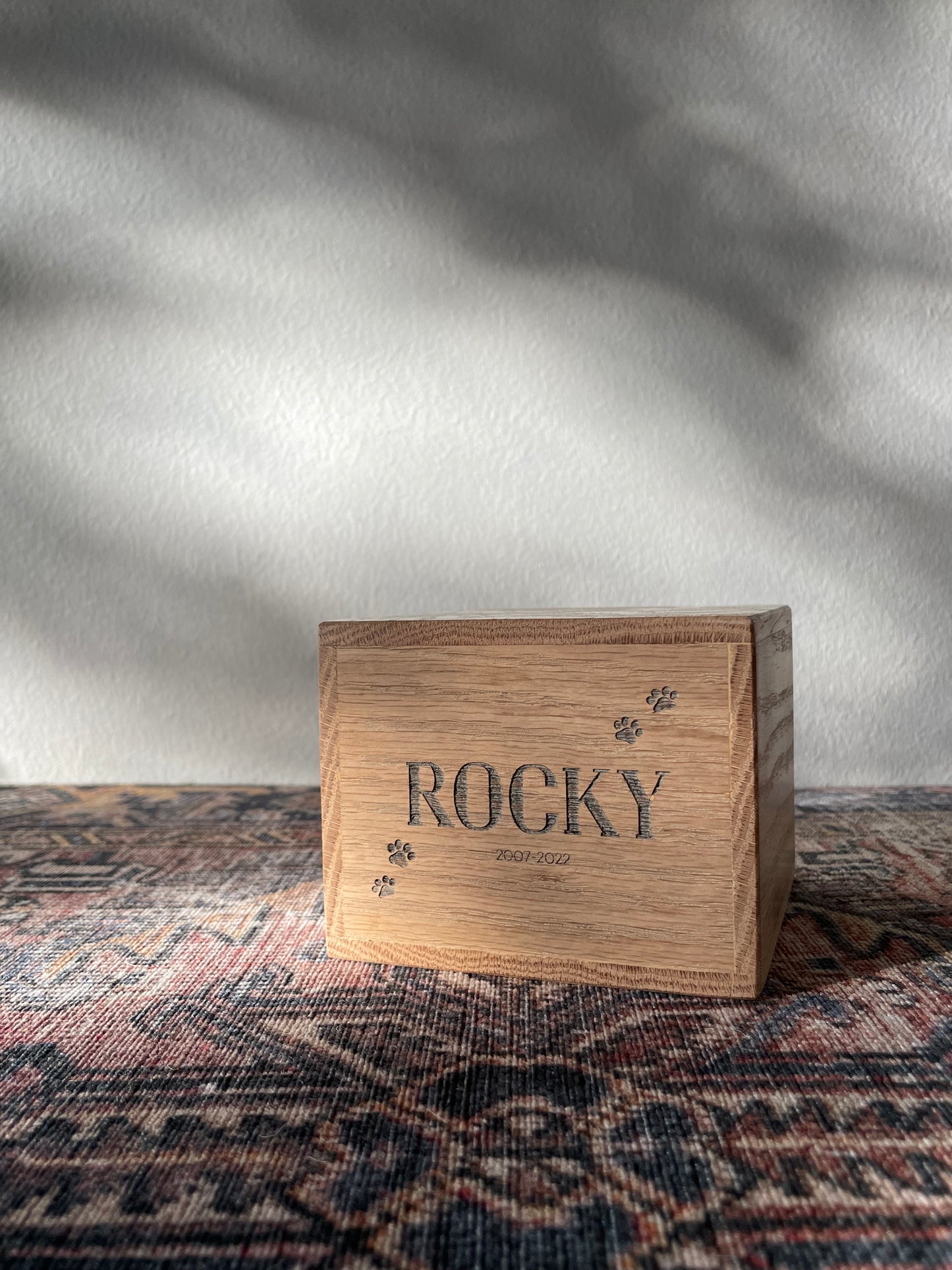 Personalized White Oak DogCremation Urn, Dog and Cat Memorial Keepsake Box