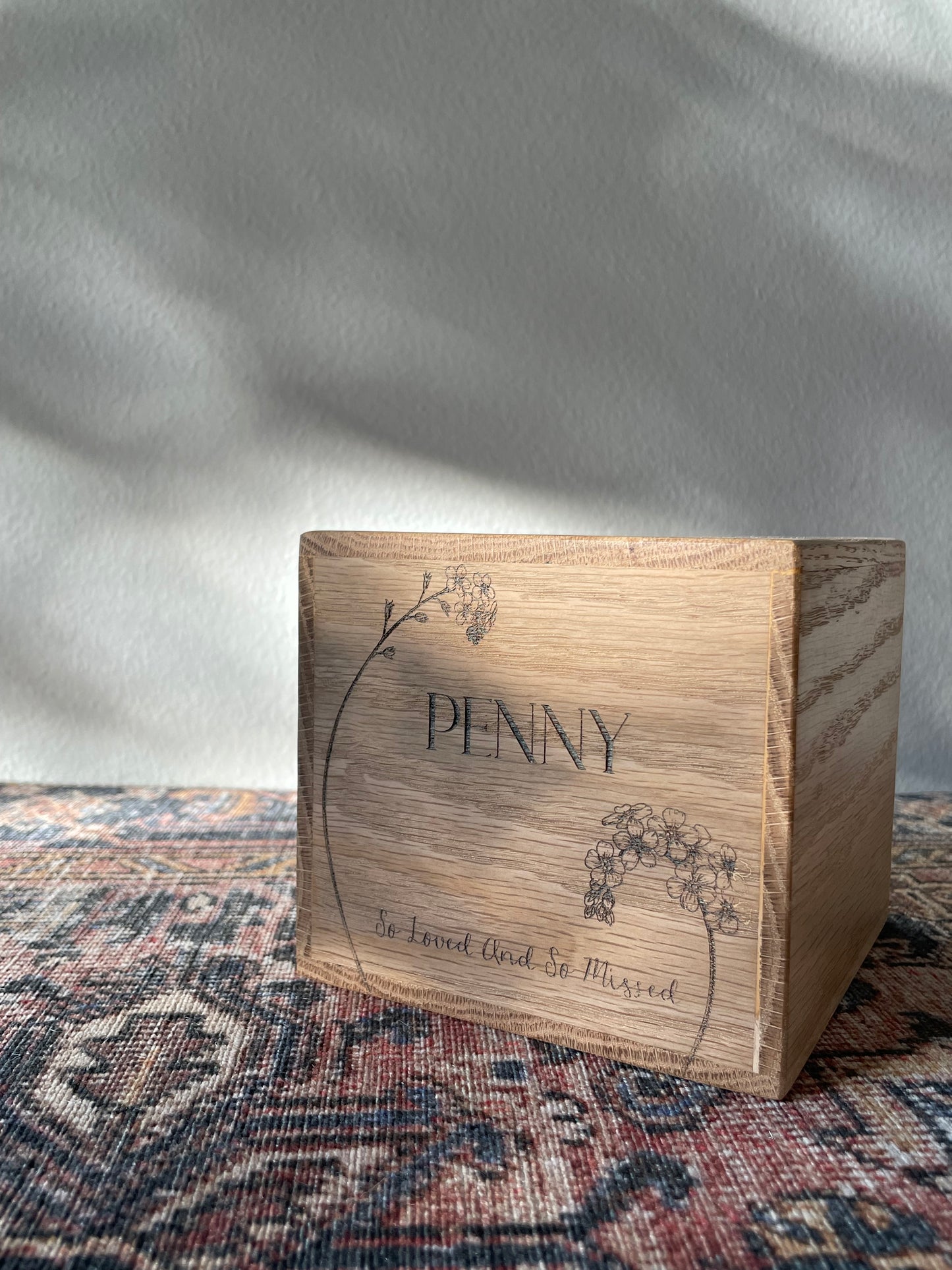 Personalized Walnut Wood Engraved Pet Urn For Ashes, Dog and Cat Memorial Box