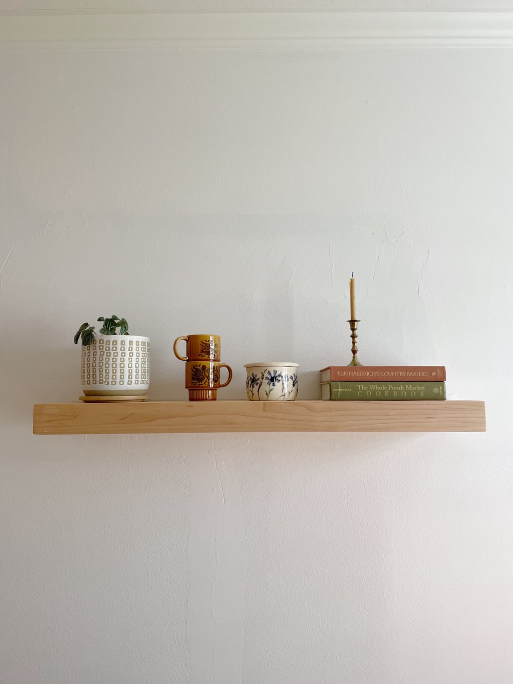 Maple Wood Floating Shelf with Hidden Bracket, Floating Shelves for Kitchen Storage