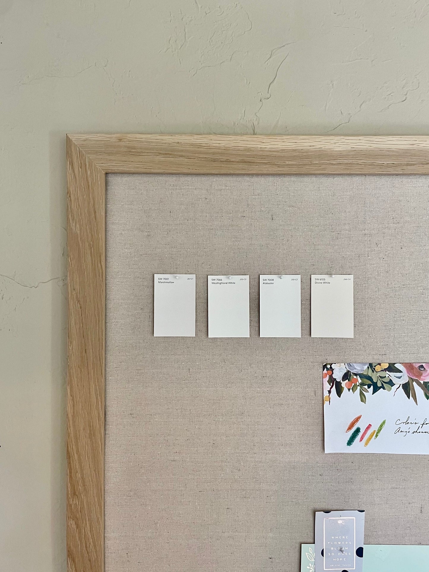 Modern Memo Board with Cotton Linen Fabric in a Wood Frame, Linen Message Board