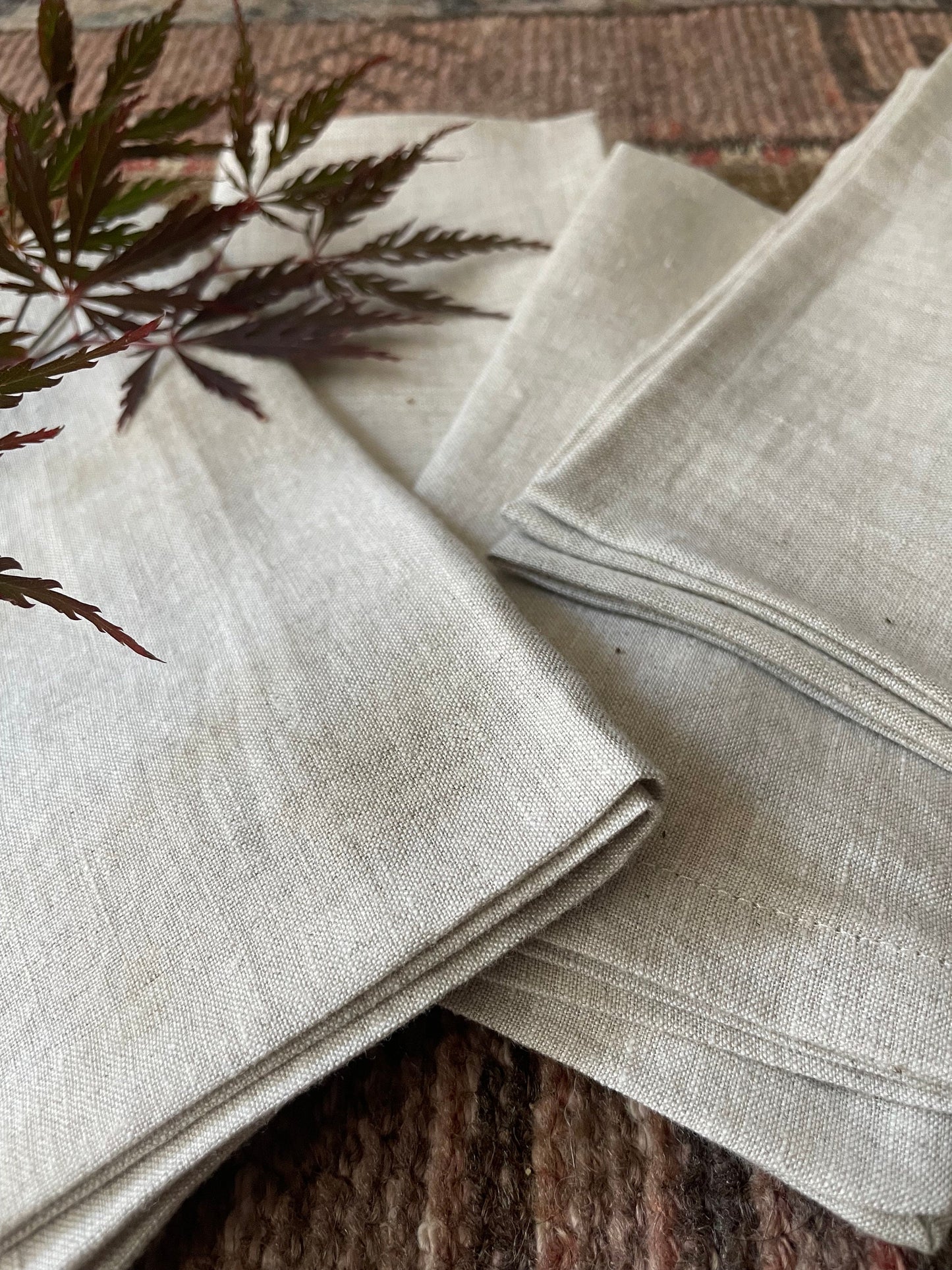 100% Linen Cloth Napkins in Natural Linen for Table Setting, Handmade in America
