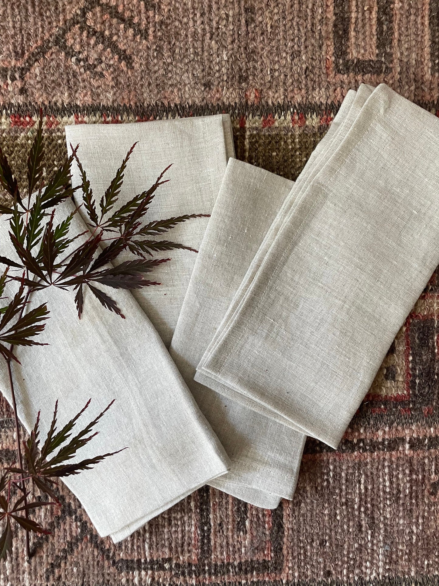 100% Linen Cloth Napkins in Natural Linen for Table Setting, Handmade in America