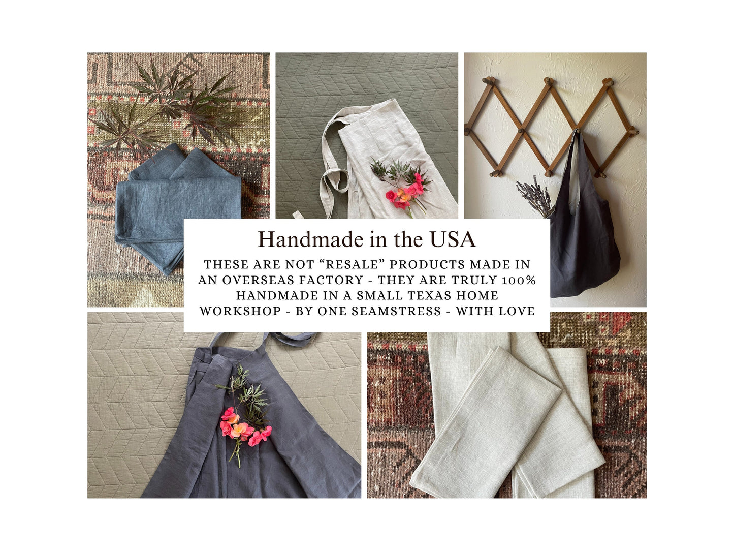 100% Linen Cloth Napkins in Natural Linen for Table Setting, Handmade in America