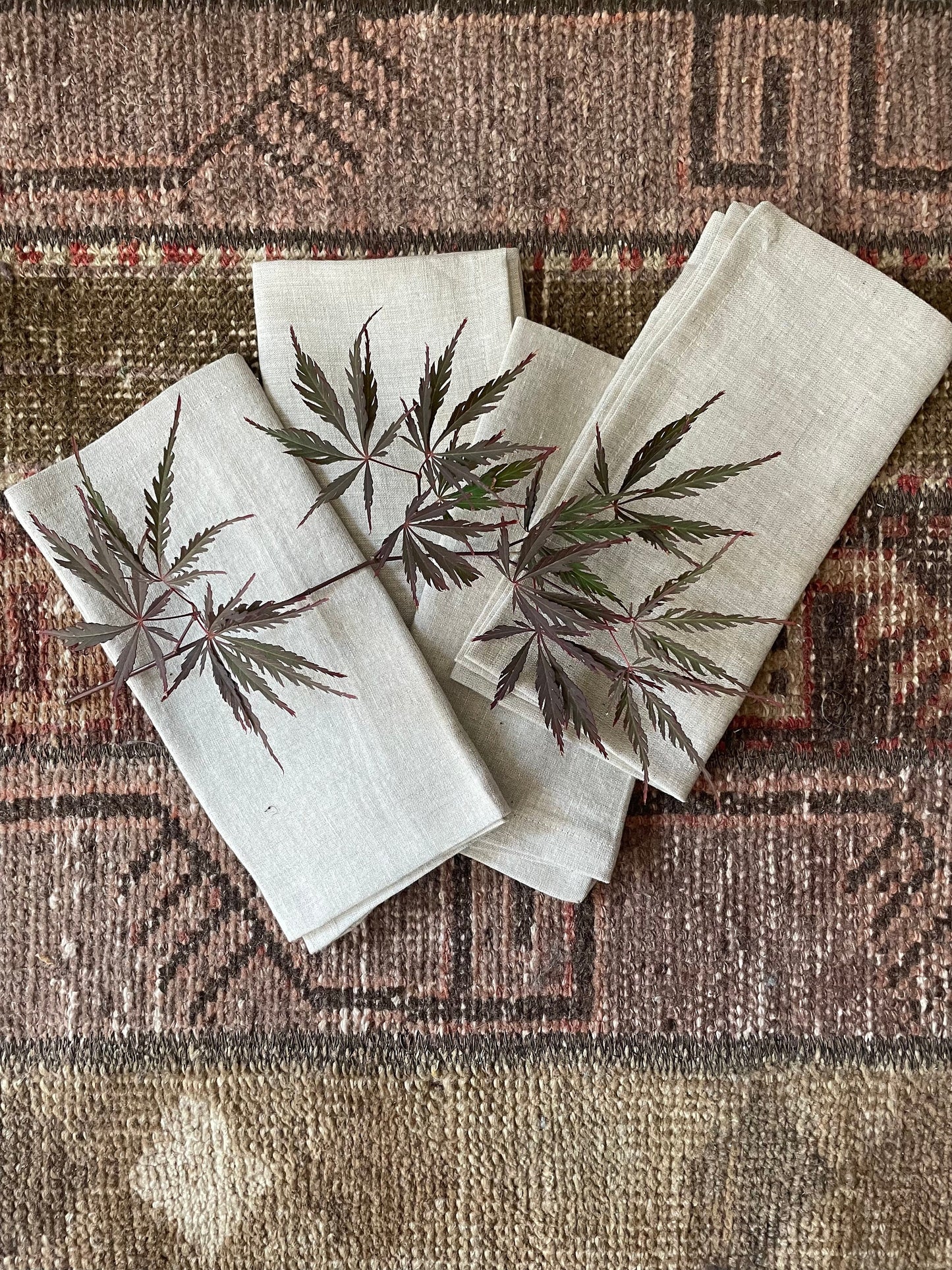 100% Linen Cloth Napkins in Natural Linen for Table Setting, Handmade in America