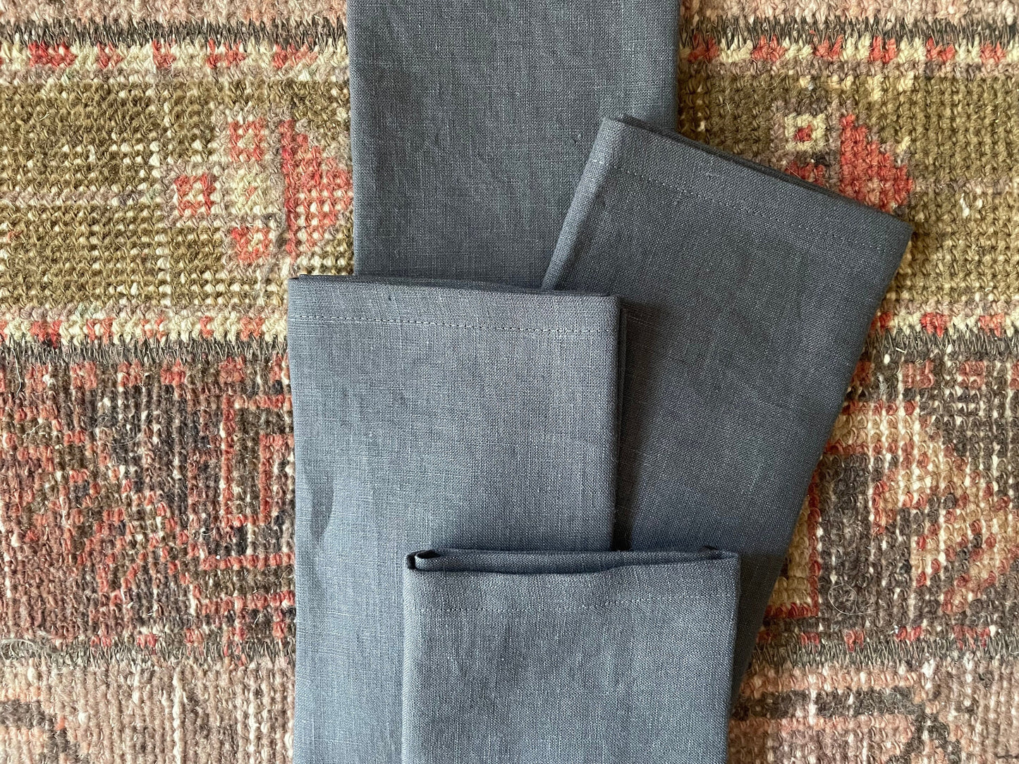 100% Linen Cloth Napkins in Dark Blue/Gray Linen for Table Setting, Handmade in America