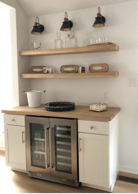 White Oak Wood Floating Shelf with Hidden Bracket, Floating Shelves fo