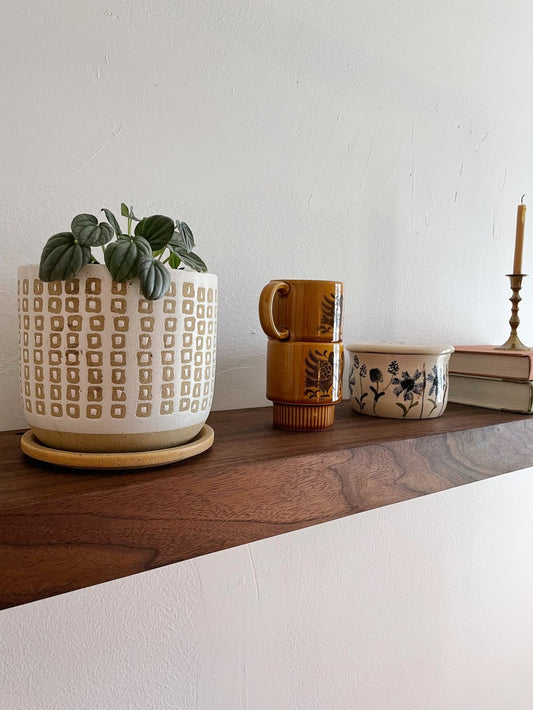 Walnut Wood Floating Shelf with Hidden Bracket, Floating Shelves for Kitchen Storage