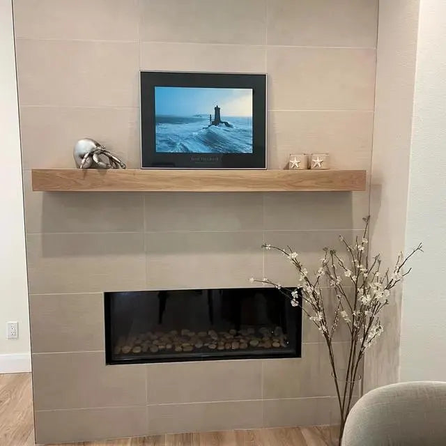 Maple Wood Fireplace Mantel with Bracket: Floating Wood Shelf