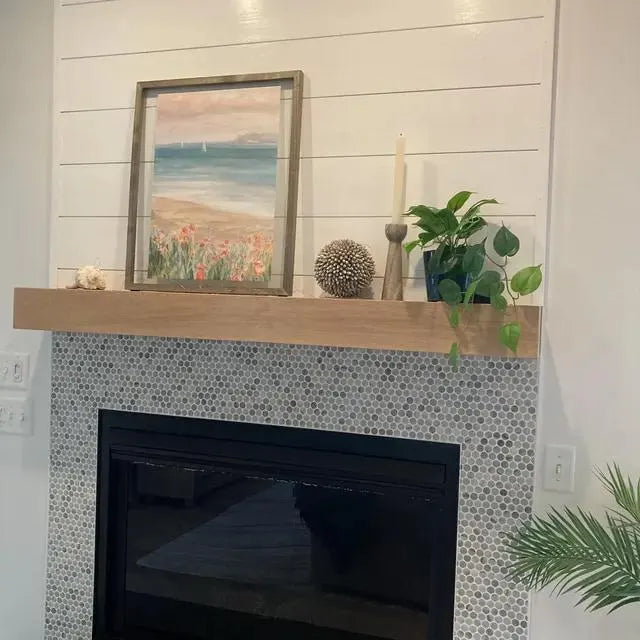 Maple Wood Fireplace Mantel with Bracket: Floating Wood Shelf
