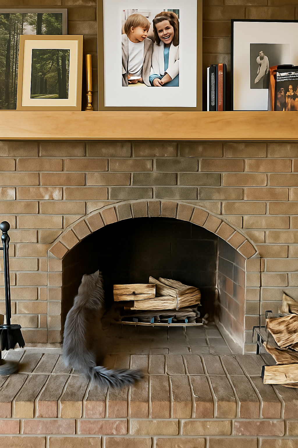 Maple Wood Fireplace Mantel with Bracket: Floating Wood Shelf