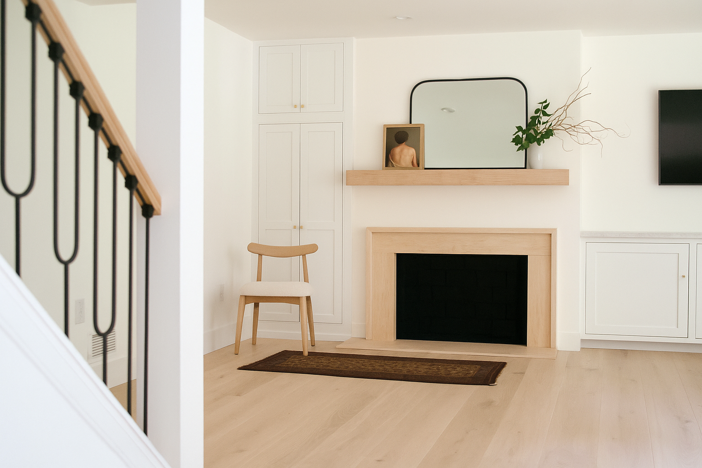 Maple Wood Fireplace Mantel with Bracket: Floating Wood Shelf