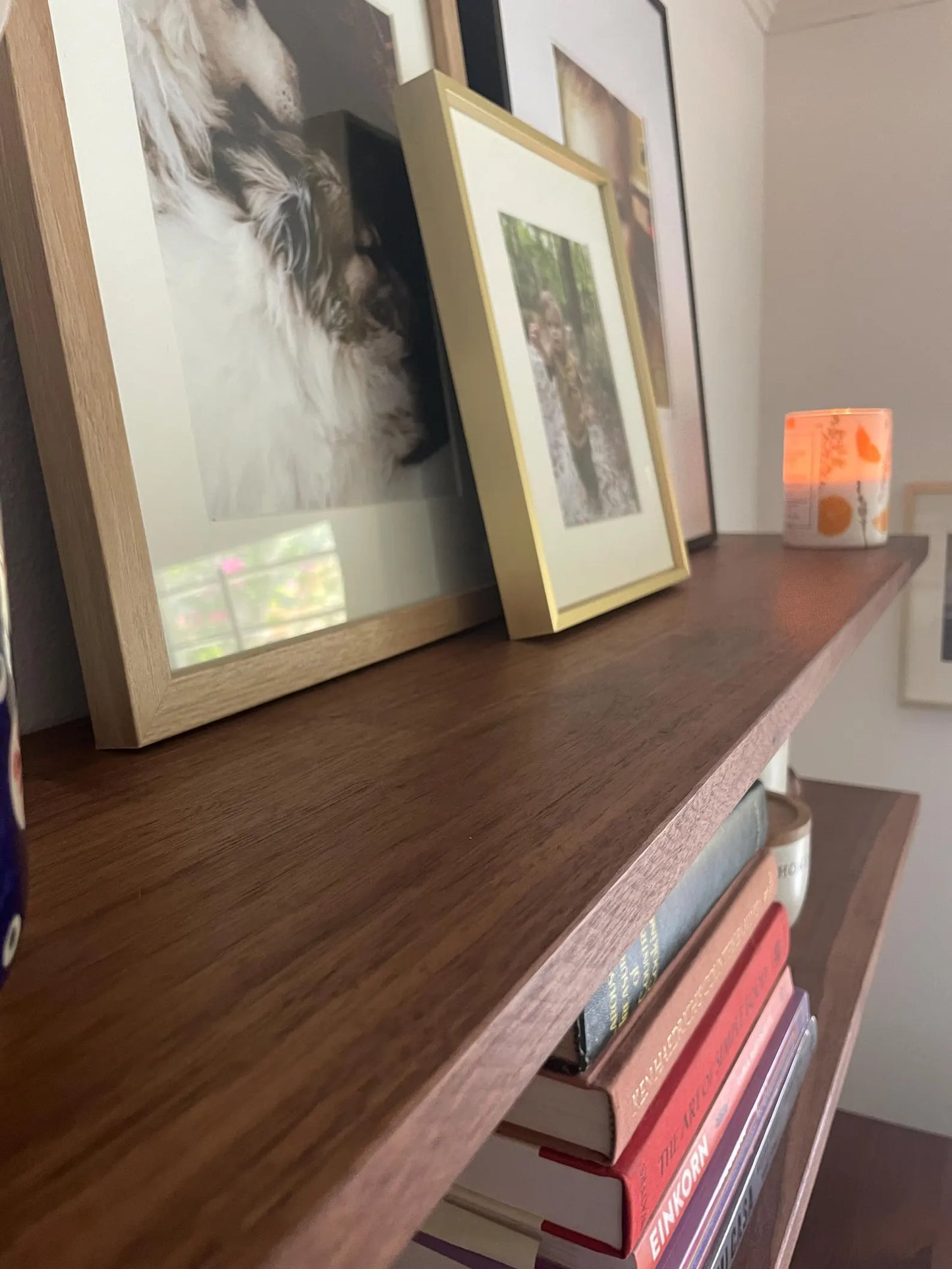 Solid Walnut Floating Shelf: Modern Home Decor, Hidden Metal Bracket