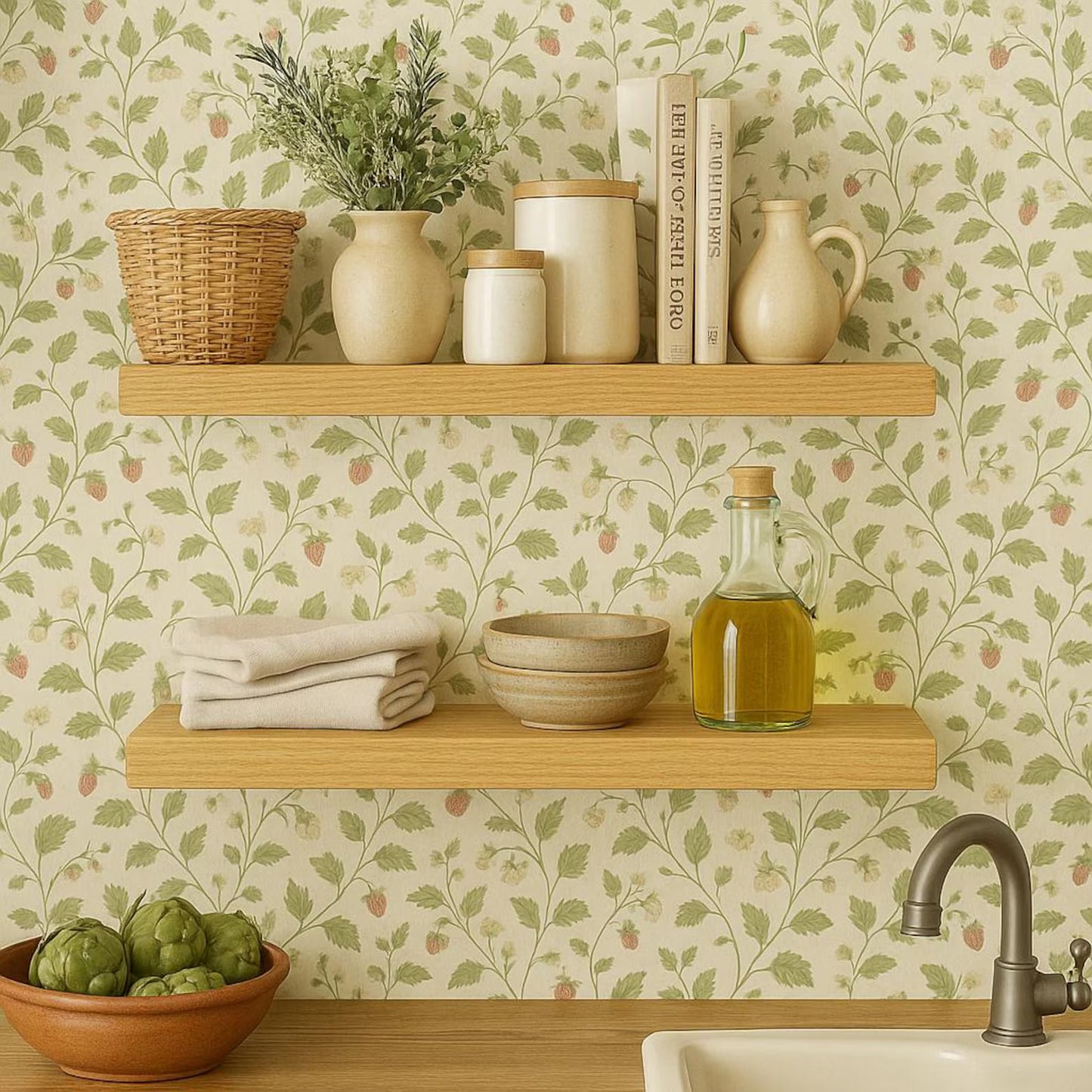 Solid White Oak Floating Shelf: Modern Home Decor, Hidden Metal Bracket