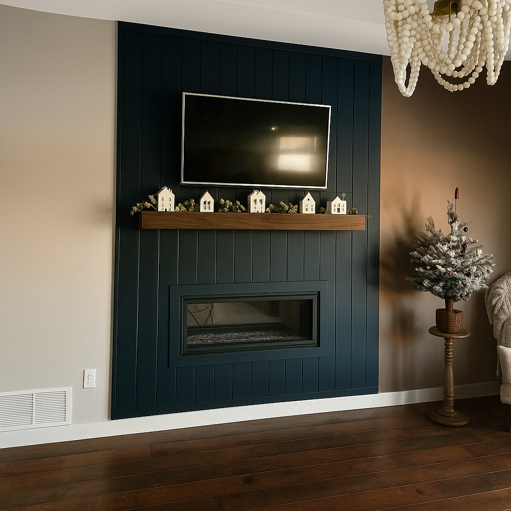 Walnut Wood Floating Mantel for Fireplace with Bracket, Heavy Duty Walnut Fireplace Mantel, Rustic Fireplace Mantel