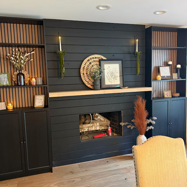 White Oak Fireplace Mantel with Bracket, Wood Floating Mantel for Fireplace, Heavy Duty Mantel Shelf in Walnut, White Oak, Maple, and Pine