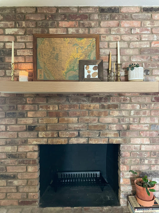 White Oak Fireplace Mantel with Bracket, Wood Floating Mantel for Fireplace, Heavy Duty Mantel Shelf in Walnut, White Oak, Maple, and Pine